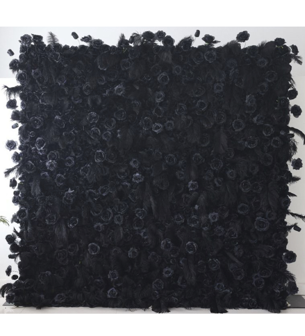 Black flower wall rental