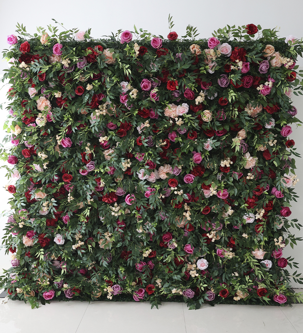 Multi-colored rose flower wall rental