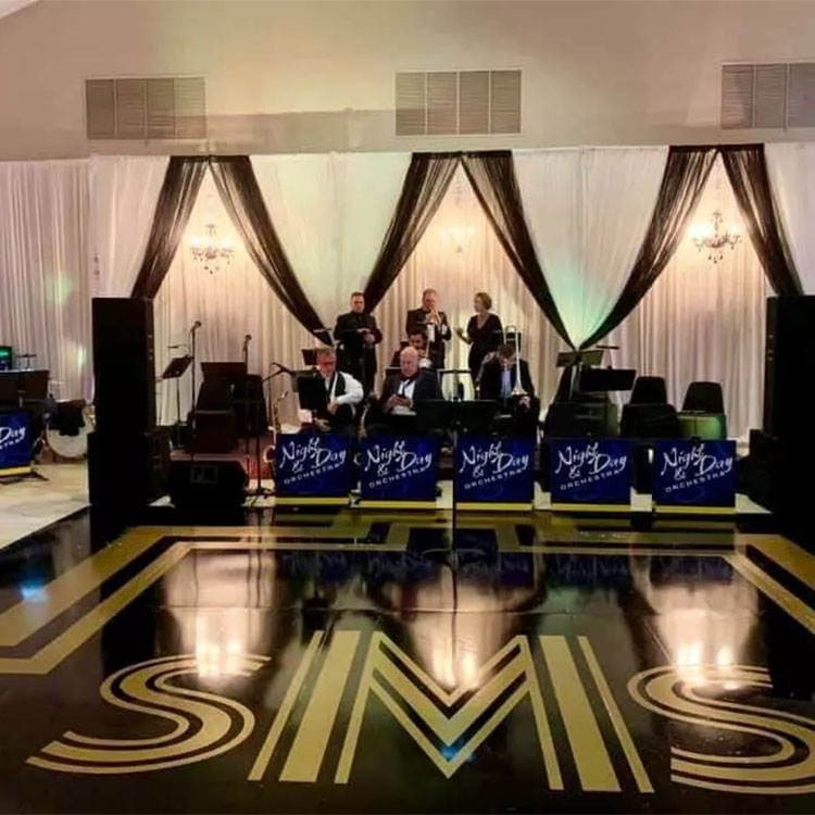 Floor Graphics for a corporate event with a band playing