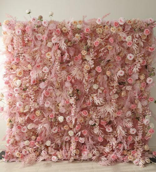 Flower Wall Rental near me in different shades of pink