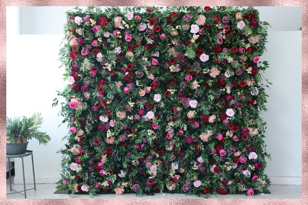 Flower Wall Backdrop in atlanta with multi colored roses.